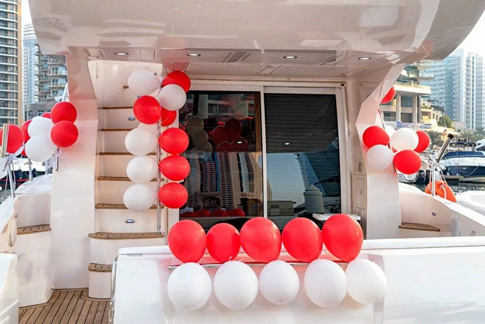 Elegant decorations available as an add-on with boat rental dubai.